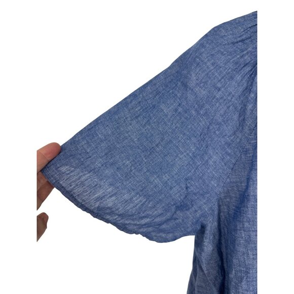 Lane Bryant Womens Blue Chambray Button-Front Tie-Hem Blouse Size 16 - Picture 4 of 10